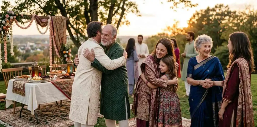 Family sharing a joyful Eid celebration together