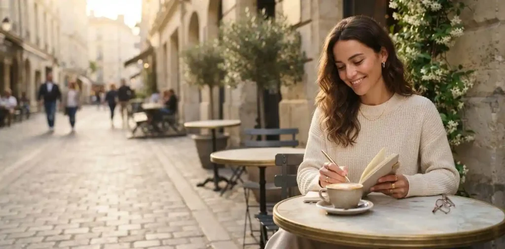Woman enjoying a peaceful morning alone