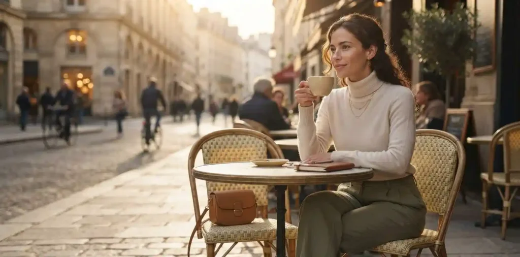 Confident woman enjoying a carefree city walk