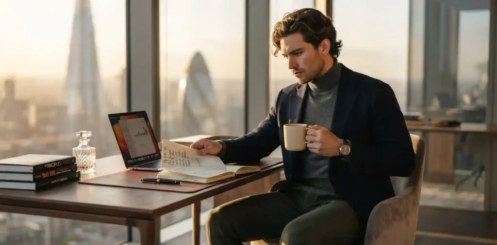 Professional planning ambitious goals in luxury office