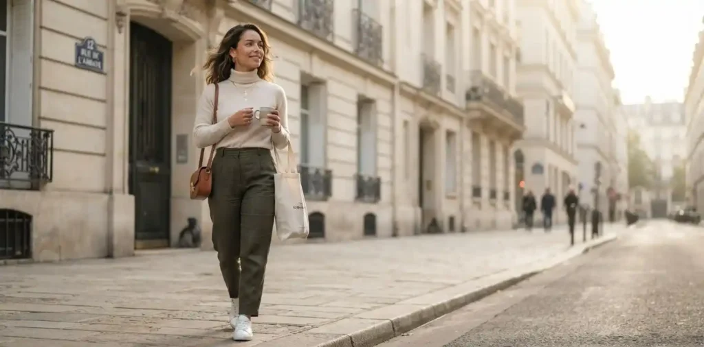 Woman confidently walking after overcoming a setback
