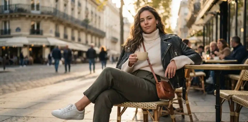 Confident woman showing bold personal style