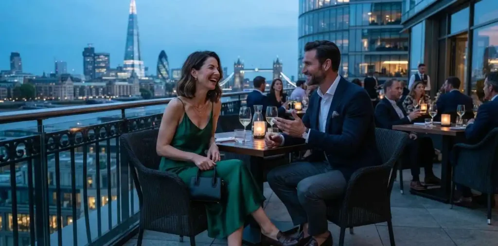 Elegant couple enjoying a sophisticated city evening