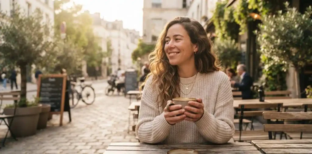 Woman appreciating a peaceful outdoor moment